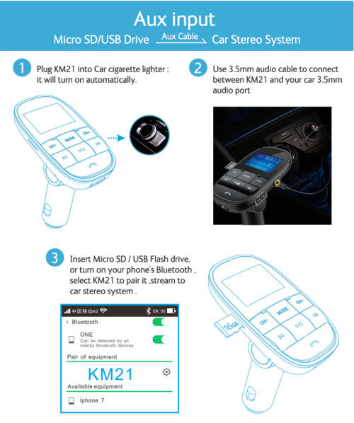 Nulaxy FM Transmitter Bluetooth FM Modulator Handsfree Car MP3 Player Support USB Flash Drive SD Car