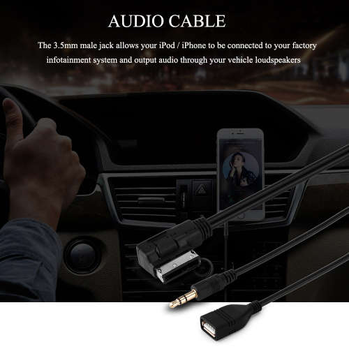 3.5mm Male Aux In Cable Adapter Car Music AMI MMI Interface USB Cable For VW Audi Q5 Q7 A3 A4L A5 A1