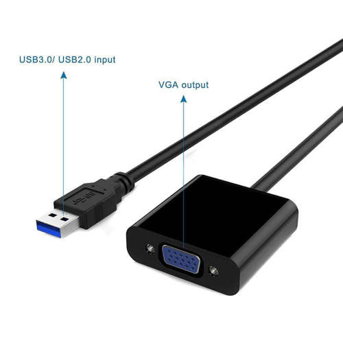 USB 3.0 to VGA Multi-display Adapter Converter USB 3.0 to VGA Video Graphic Card 12cm Cable-Black