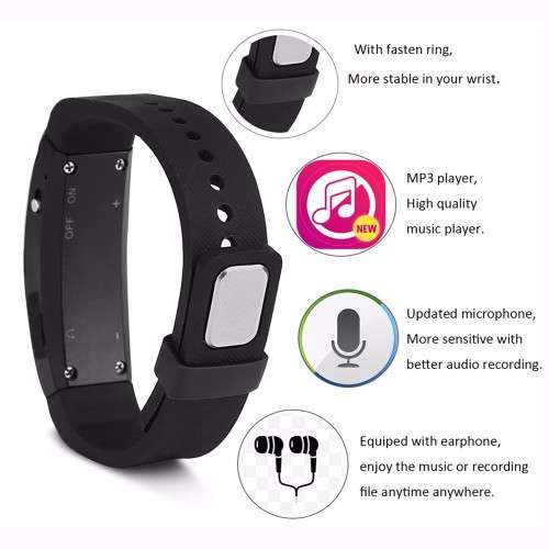 Hidden Voice Recorder Digital Professional 8GB MP3 Wristband Audio Sound Recorder Mini Rechargeable