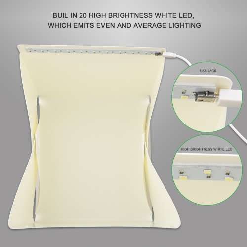 Portable Folding Lightbox Photography Studio Softbox LED Light Soft Box for DSLR Camera Photo Backgr