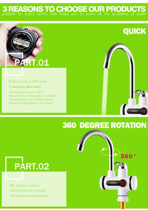 Electric Kitchen Water Heater Tap Instant Hot Water Faucet Heater Cold Heating Faucet Tankless Insta