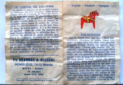 Genuine Swedish Dalecarlian horse by GA Olsson, Nusnäs, Mora,