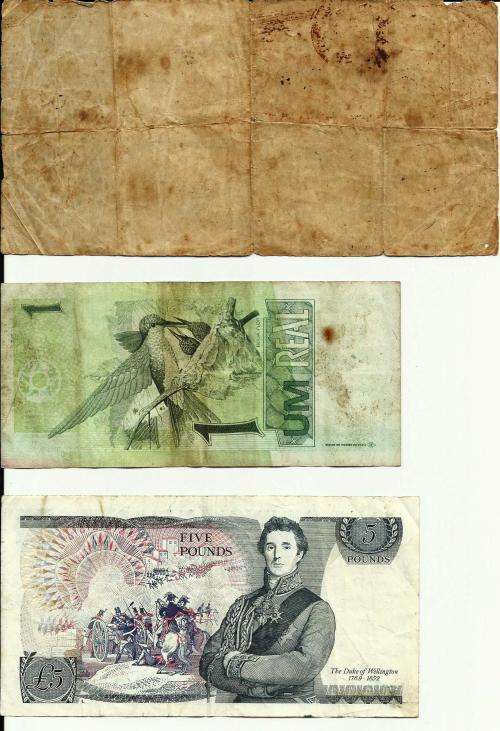 Lot of three international banknotes