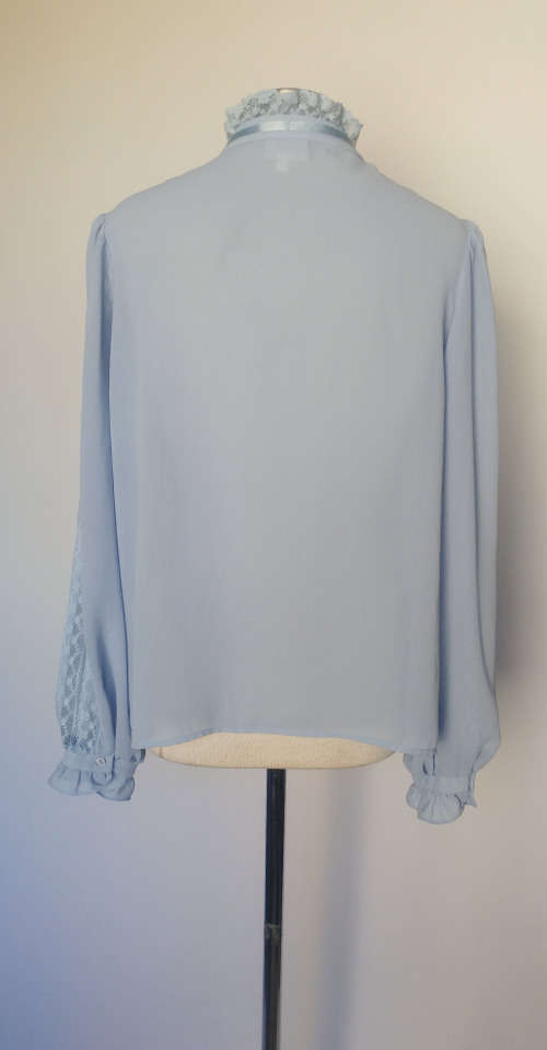Vintage Blue Sheer and lace Blouse - Size L