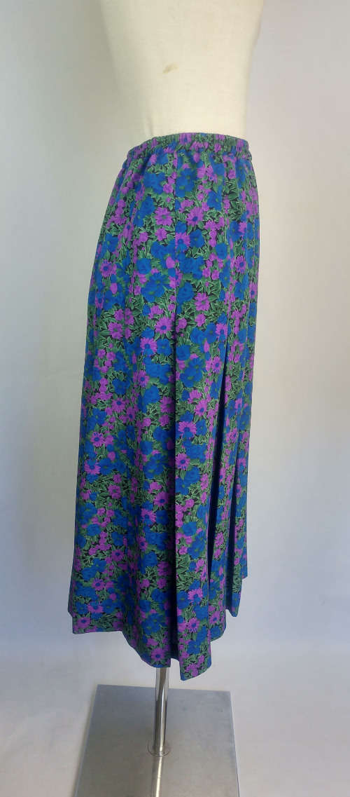 Vintage Floral Box Pleated Skirt - Size 10