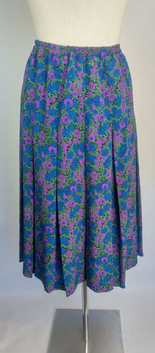 Vintage Floral Box Pleated Skirt - Size 10