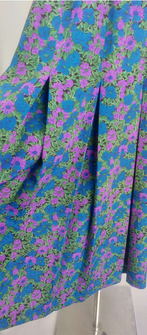 Vintage Floral Box Pleated Skirt - Size 10