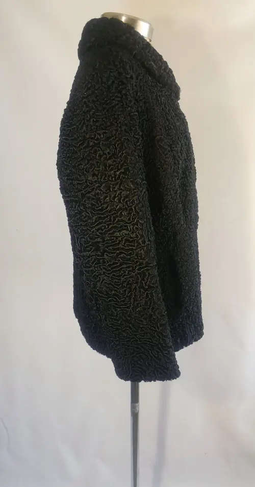 Vintage Black Karakul Jacket by Breger Furs - Size 12