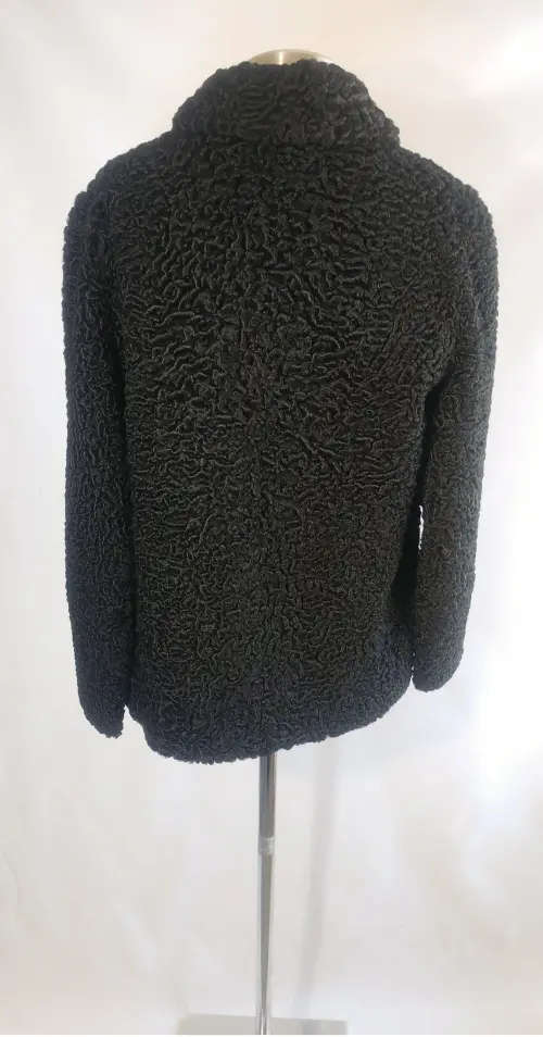 Vintage Black Karakul Jacket by Breger Furs - Size 12