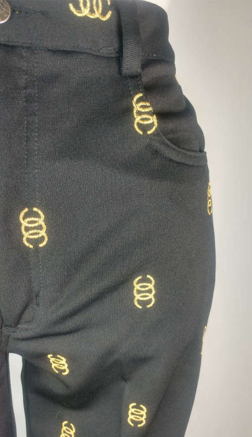 Black trouser with gold logo embroidery by LGM - Size L