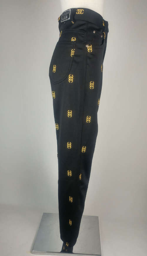 Black trouser with gold logo embroidery by LGM - Size L