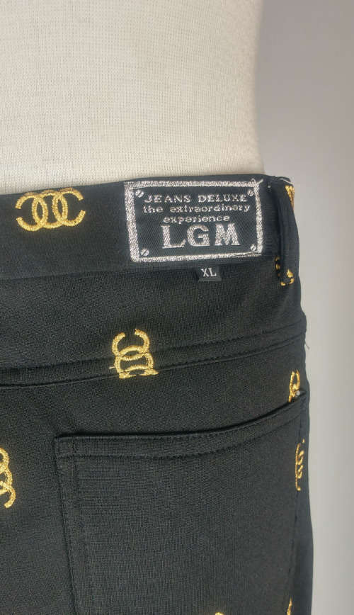 Black trouser with gold logo embroidery by LGM - Size L