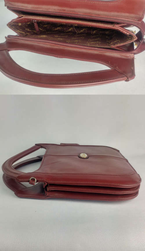 Vintage Genuine Leather Burgundy Handbag by Christins