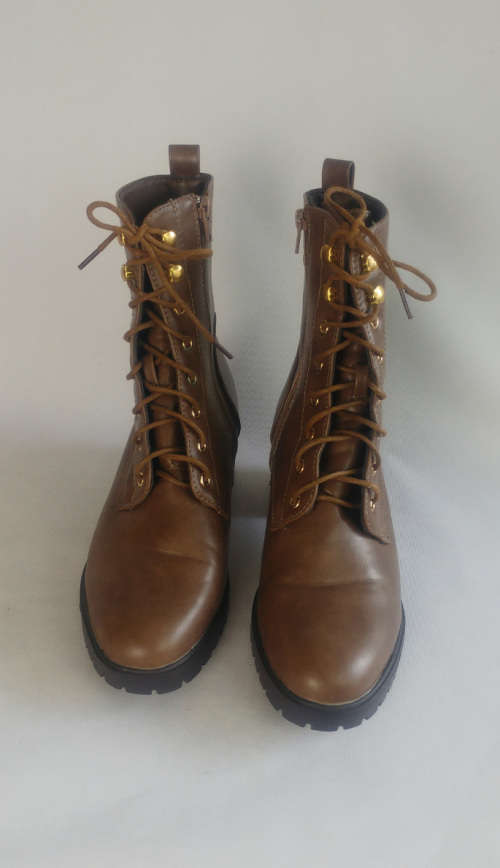 Kelso -  Brown Combat Style Boots - Size 6