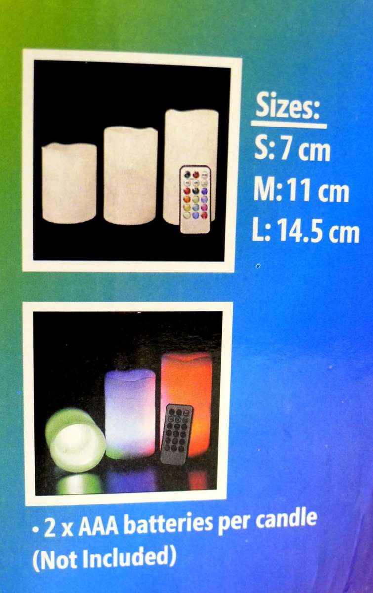 Set of 3 LED Candles with remote: On Special!