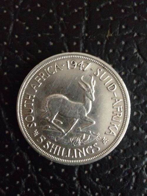 SOUTH AFRICA 1947 - 5 SHILLING ( CROWN)