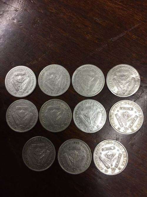 11 x Silver Threepence from 1940 to 1950 Inclusive