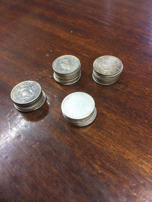 41 x 80% Silver Junk Sixpence coins from 1932 to 1950