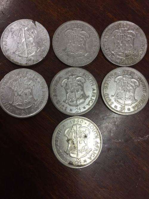 COLLECTION OF 7 x 2 SHILLINGS (1952,1953,1954,1955,1957,1959,1960)