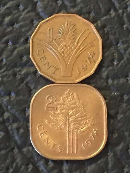 COLLECTION OF 2 x SWAZILAND 1974 COINS (2 CENTS & 1 CENT)