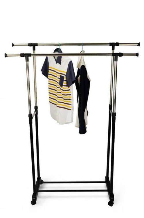 DOUBLE LAYER CLOTHES HANGING RAIL RACK