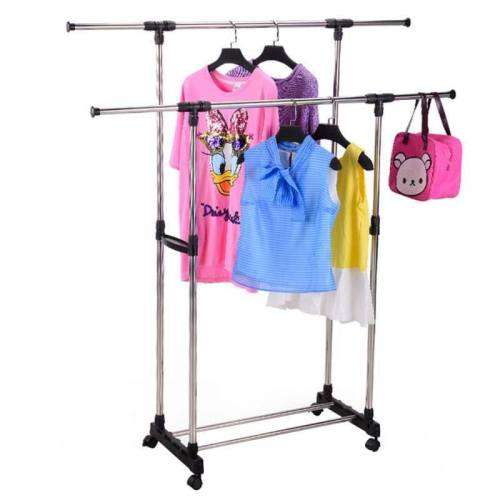 DOUBLE LAYER CLOTHES HANGING RAIL RACK
