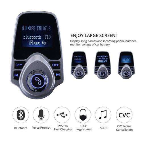 FM T10 Bluetooth Wireless Transmitter Car Kit MP3 Player 3.5mm In-car FM Transmitter For All Smartp