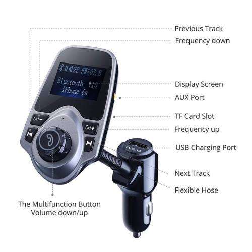 FM T10 Bluetooth Wireless Transmitter Car Kit MP3 Player 3.5mm In-car FM Transmitter For All Smartp
