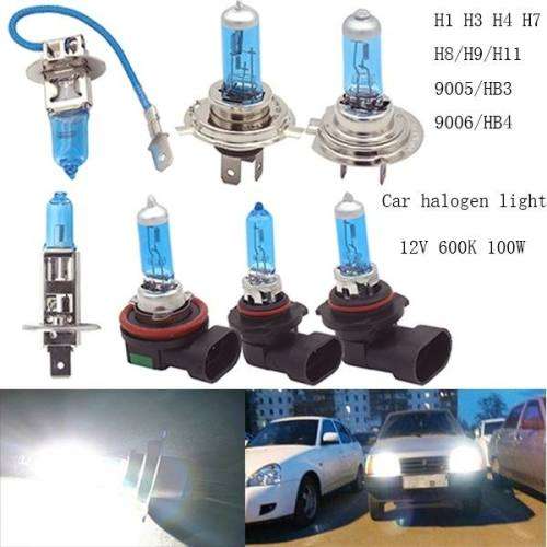 2pcs H1 H3 H4 H7 H8 H11 HB3 9005 HB4 9006 100W 6000K Super Bright White car light halogen lamp bulb