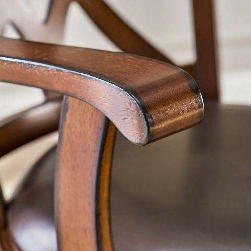 Brown Traditional Leather 30.5 Inch Swivel Barstool with Arms, Chocolate Brown