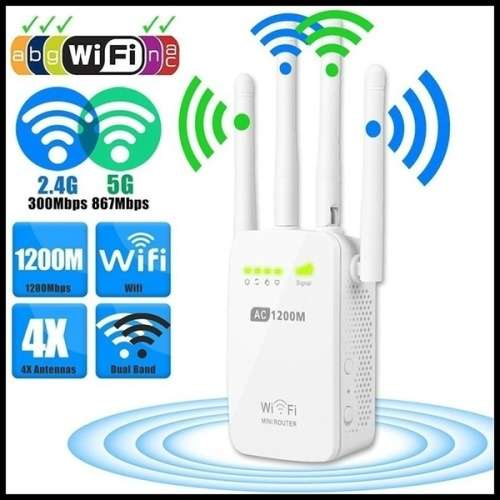 Hot Sale !!! 300/1200Mbps Dual-Band 2.4 / 5G 4-Antenna WIFI Range Extender WiFi Repeater Router