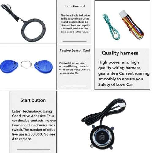 12V Universal Push Start Stop Button Smart Key RFID Car Alarm Push Button Start Keyless Transponder