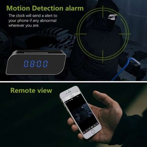 1080P Wireless WiFi HD Spy Hidden Alarm Clock Security Cam DVR