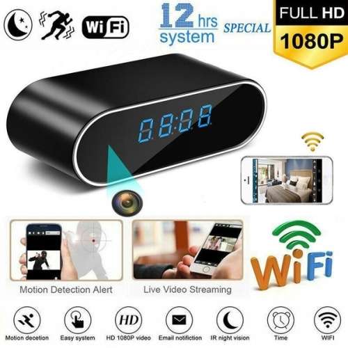 1080P Wireless WiFi HD Spy Hidden Alarm Clock Security Cam DVR