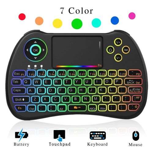 Mini Wireless Keyboard 2.4GHz With Touchpad Mouse LED Rainbow Backlight