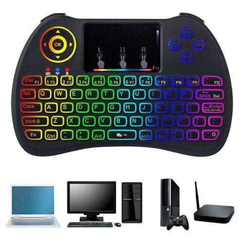 Mini Wireless Keyboard 2.4GHz With Touchpad Mouse LED Rainbow Backlight