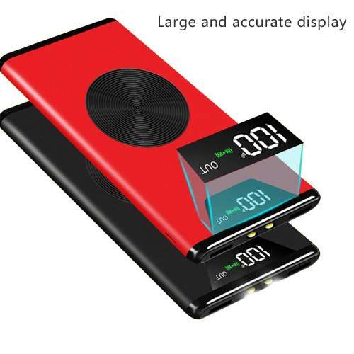 10000mah QI Wireless Charger Power Bank Portable Dual USB with Digital Display