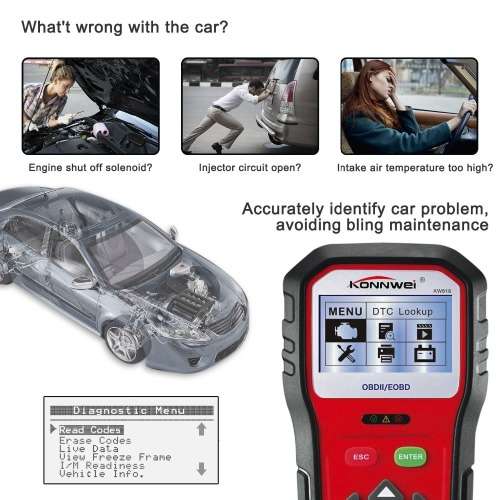 Auto Diagnostic Scanner OBD2 Diagnostic Tool KW818 Multi-Language Scanner Code Reader (Konnwei)