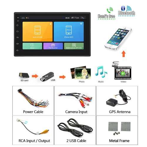 Android 8.0  2 Din Car Radio GPS Navigation With A Camera
