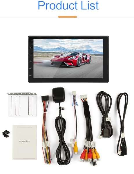 7" Double 2Din Touch Android 8.1 Quad-Core Car Radio  + Camera