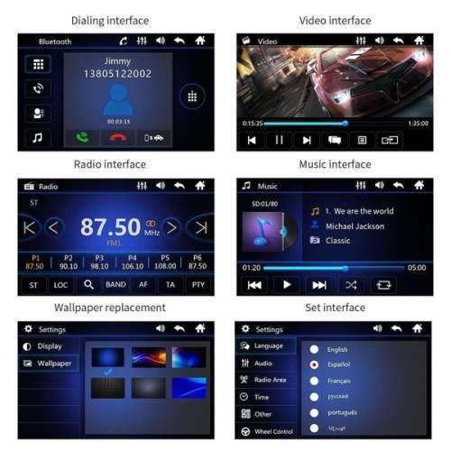 1 Din  7" HD Flip Out Touch Screen Car Bluetooth Radio