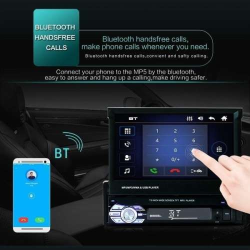 1 Din  7" HD Flip Out Touch Screen Car Bluetooth Radio