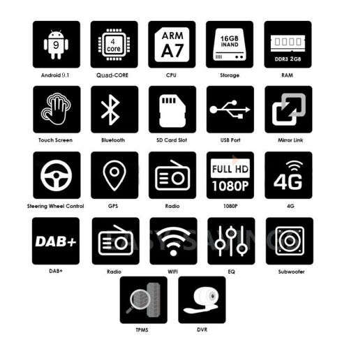 7'' Double 2 DIN Android 9.1 Car Stereo FM Radio GPS Navigation