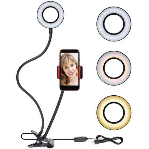 Selfie Ring Light with Cellphone Holder - Ring Light Stand for Live Stream and Makeup