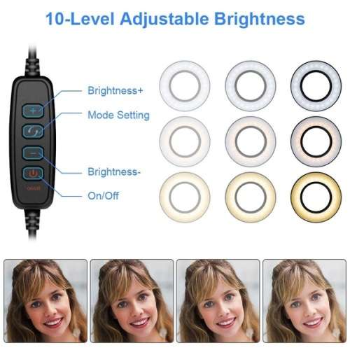 Selfie Ring Light with Cellphone Holder - Ring Light Stand for Live Stream and Makeup
