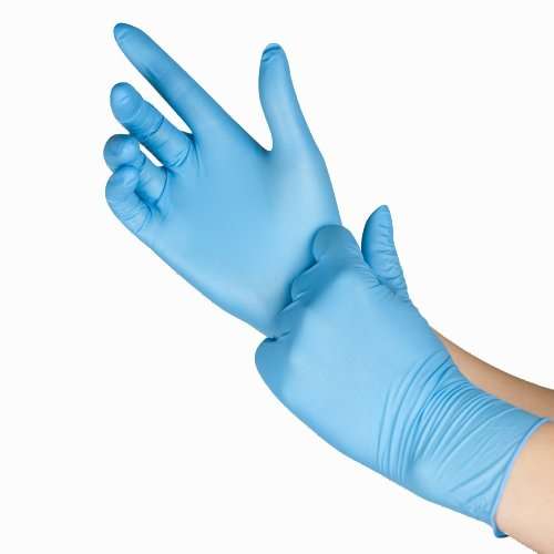 Latex Gloves Powder Free White & Blue color (L & M) box of 100 Pc