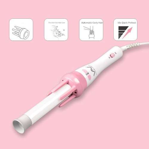 Automatic Safe Rotating Ceramic Hair Curling Iron Heat Resistant