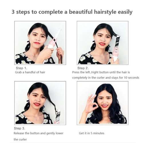 Automatic Safe Rotating Ceramic Hair Curling Iron Heat Resistant