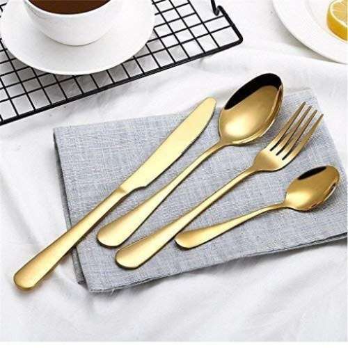 24 Piece Cutlery Set and Storage Case - Polished Finish - Gold